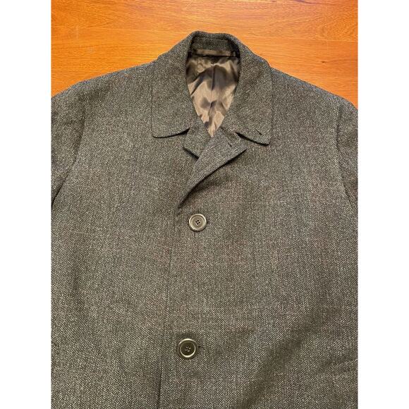 Vintage Hickey Freeman Asheville Wool Over Coat Car Trench Gray Windowpane - Picture 5 of 14